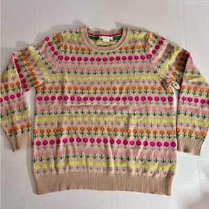 Boden NWOT Edie Fair Isle Flower Sweater L